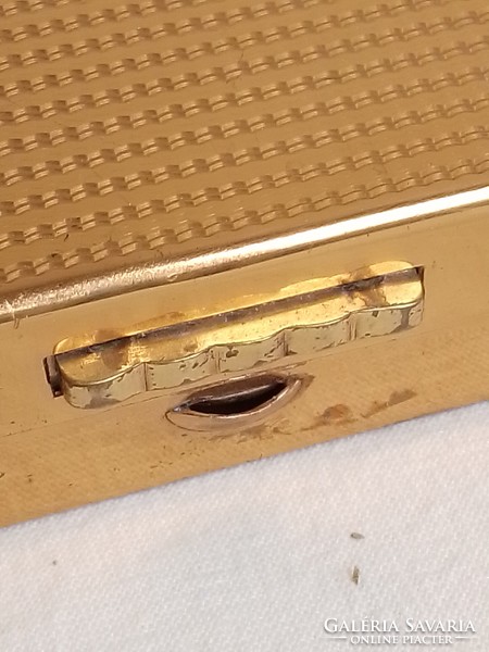 Antique old art deco gilded copper makeup vanity set powder box cigarette tray holder