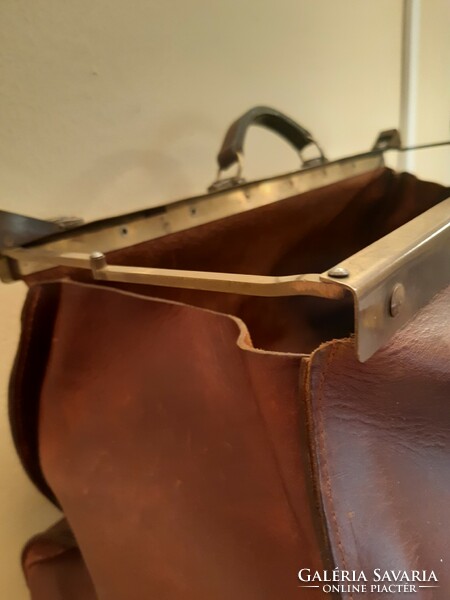 Old Hungarian leather travel bag