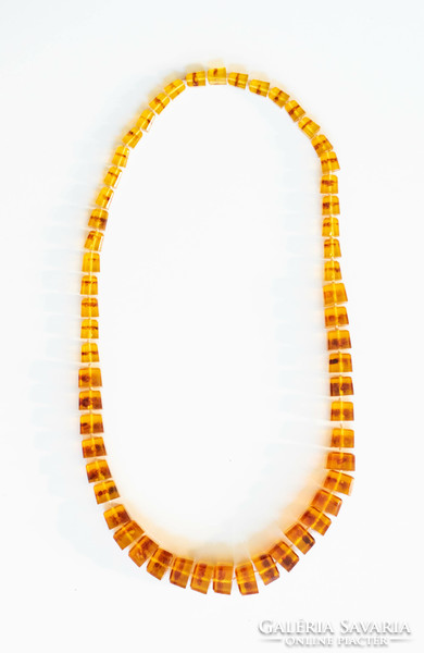 Amber colored vinyl / plastic necklace - retro jewelry