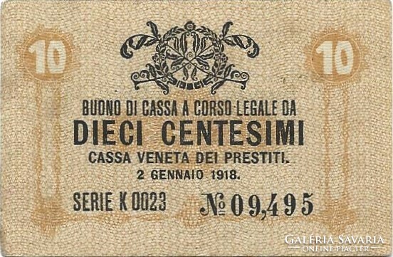 10 centesimi 1918 Olaszország Velence 5.