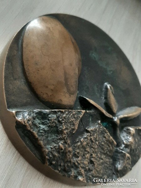 Kiss Nagy András  Kertészeti Egyetem 1978 nagyméretű bronz dombormű , plakett  9,8 cm