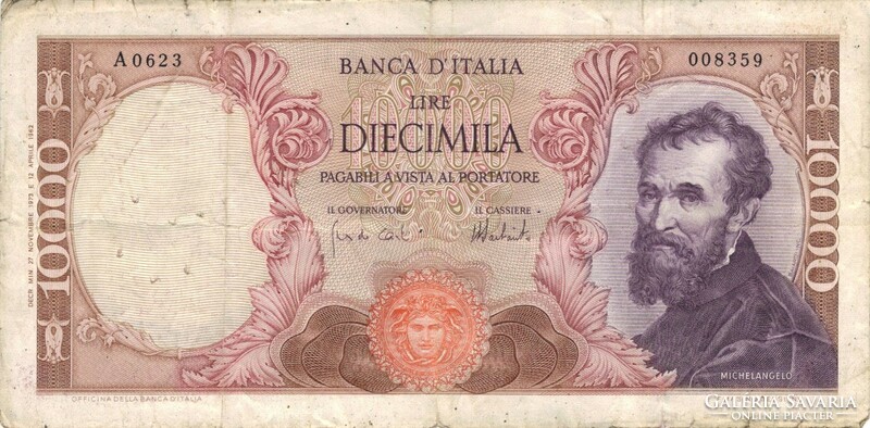 10000 Lira lire 1973 Signo Carli and Barbarito Italy 2.