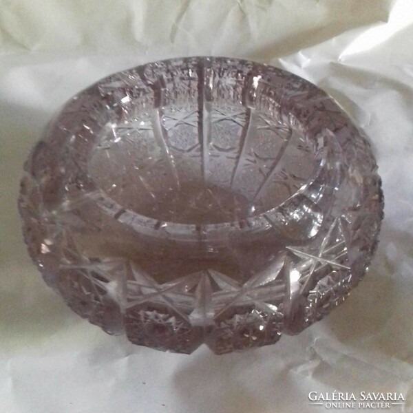 Thick polished crystal ashtray in a rare pale purple color
