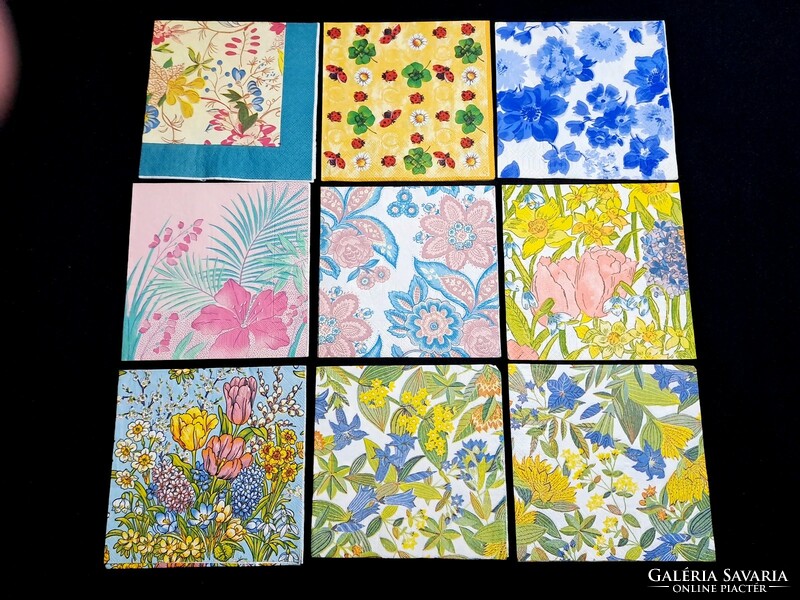 57 old napkins with floral pattern in good condition