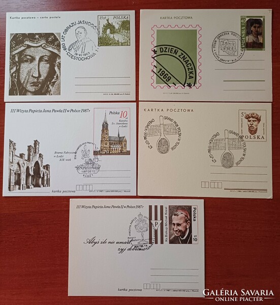 5 db lengyel díjjegyes levelezőlap