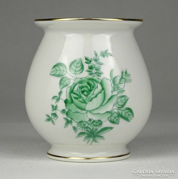 1L554 Régi zöld Eton mintás Herendi porcelán váza ibolyaváza 7 cm