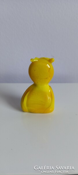Sárga üveg mini bagoly figura