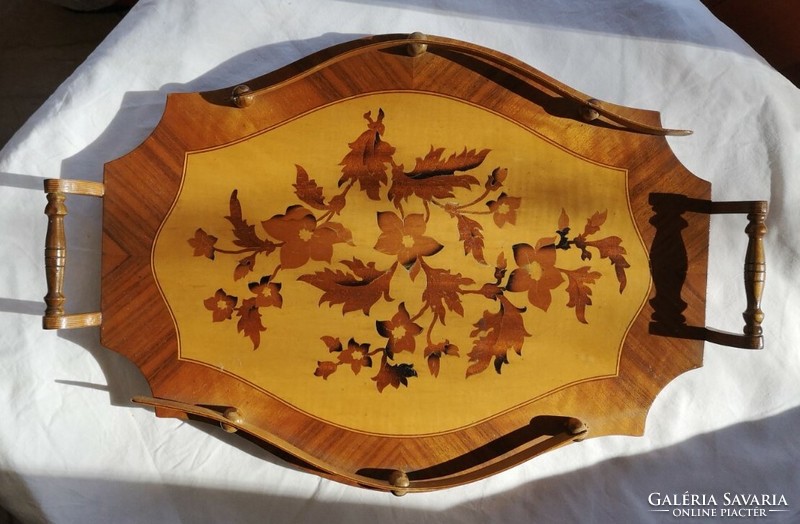 Inlaid wooden tray 45 cm long