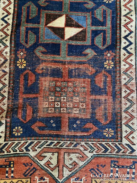 Antique Caucasian Kazakh carpet 255x146