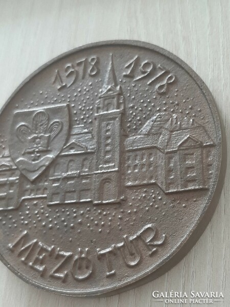 Mezőtúr bronze commemorative plaque 1378 - 1978 g. I. With Master's mark 9.5 cm