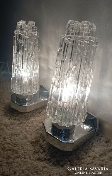 Vintage chrome, glass wall lamp 2 pcs