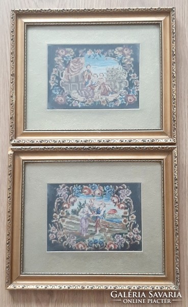 Antique tapestry in a pair of frames in good condition