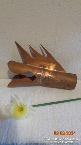 Dragon head, rain channel, water spout end piece, made of red copper, 55 x 250 mm