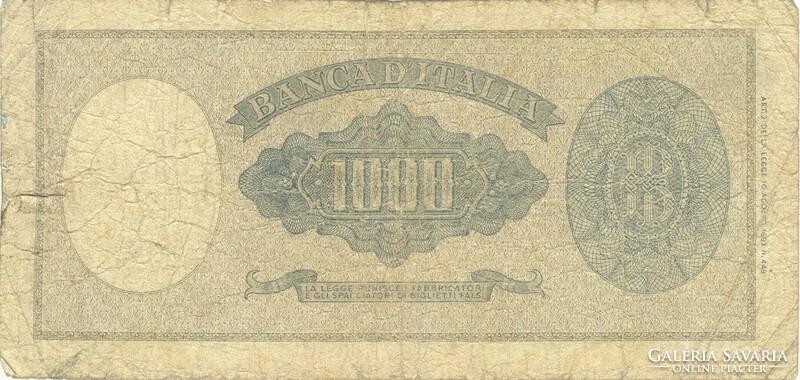 1000 Lira lire 1949 Italy signo: menichella and boggione 1.