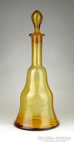 1G328 old amber yellow blown stoppered wine bottle 36 cm