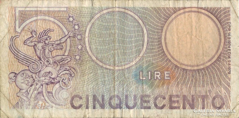 500 Lira lire 1974.02.14.-1979.04.02. Italy 1.