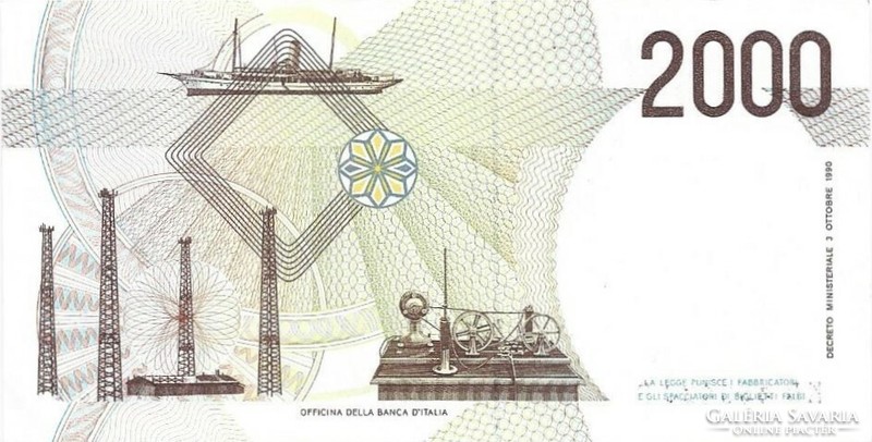 2000 Lira lire 1990 Italy aunc