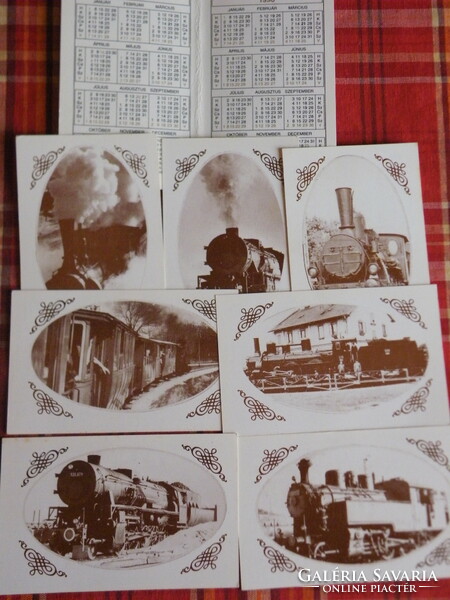 Old 7+1 double locomotive calendar in rarity holder - Gysev (Győr-Sopron-Ebenfurt railway) - 1990 -