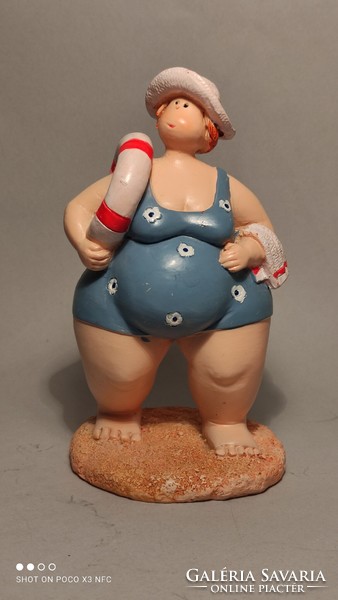Beach woman statue in swimsuit with lifeguard belt 16 cm