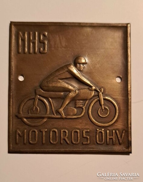 Art deco motorized bronze plate badge mhs. 1950. Size: 52x48 cm.