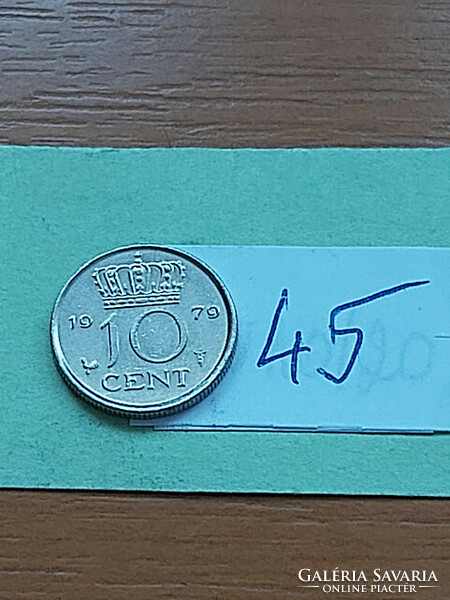 Netherlands 10 cents 1979 nickel, Queen Juliana 45