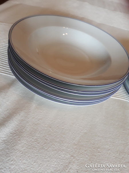 Alföldi porcelán kék csíkos étkészlet,  tányér készlet, 18 db-os