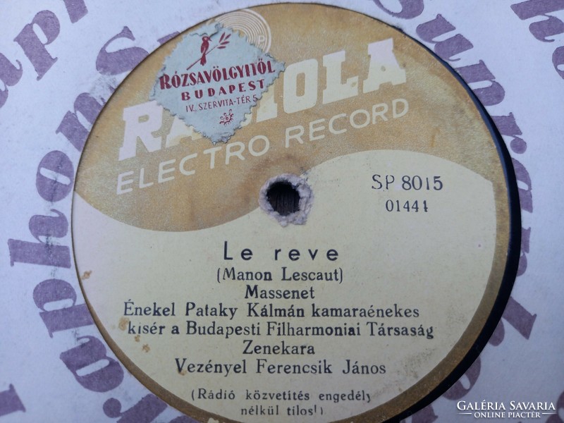 Supraphone retro bakelit hanglemez: Ferencsik János Manon Lasco -SP-8015