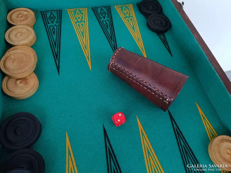 Antique backgammon board game Arabic game in box 555 8585