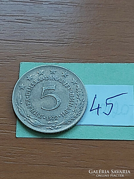 Yugoslavia 5 dinars 1972 copper-zinc-nickel 45