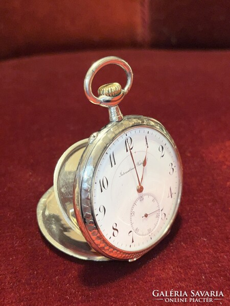 Schaffhausen antique/1900/ silver /900/ pocket watch with niello and gold inlay! Patina piece! Its weight is 86 g