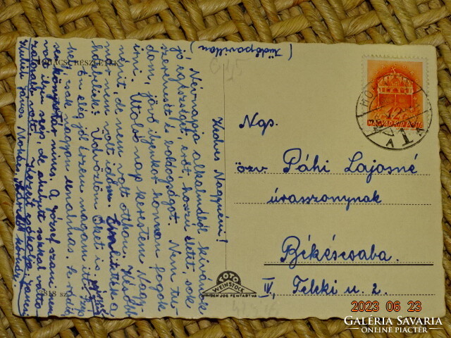 Old postcard Mohács (sanatorium, monument to heroes, statue of King Louis II)