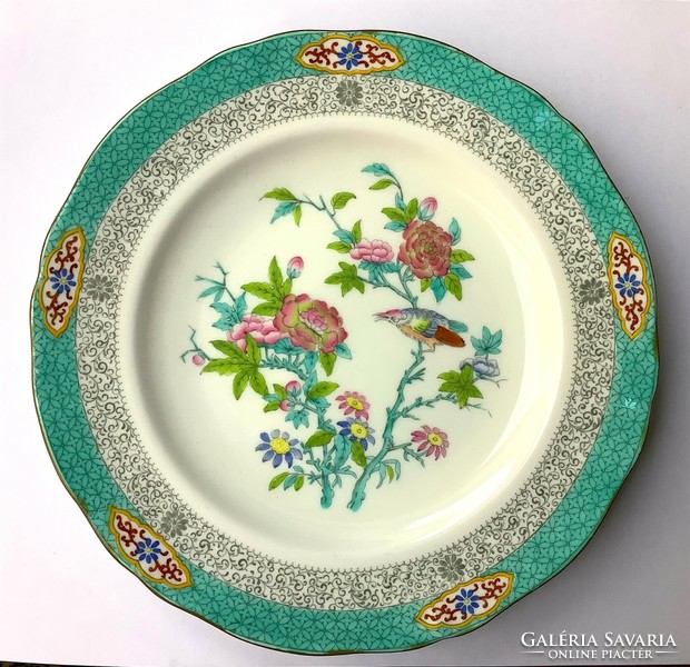 Antik angol porcelán tányér, jelzett, Minton Cuckoo Cuckoo 3084, múlt század első feléből, hibátlan