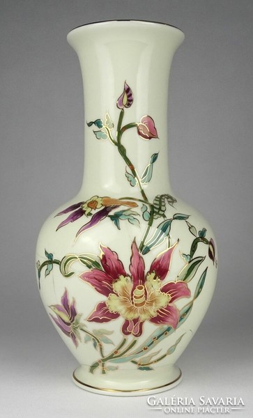 1Q531 Gyönyörű vajszínű Zsolnay porcelán virágos váza 26 cm