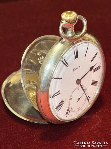 Doxa / antique/1900/ silver (800) pocket watch weight; 75 grams