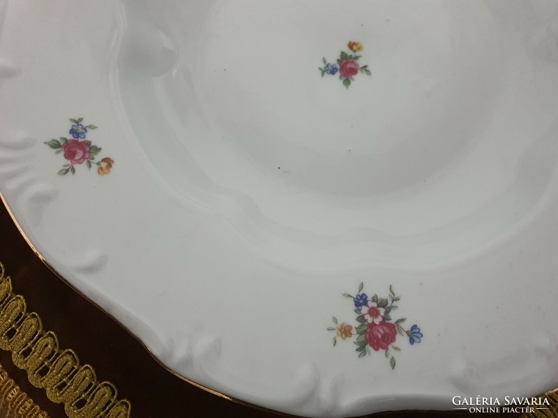 Baroque Zsolnay porcelain plates with floral pattern