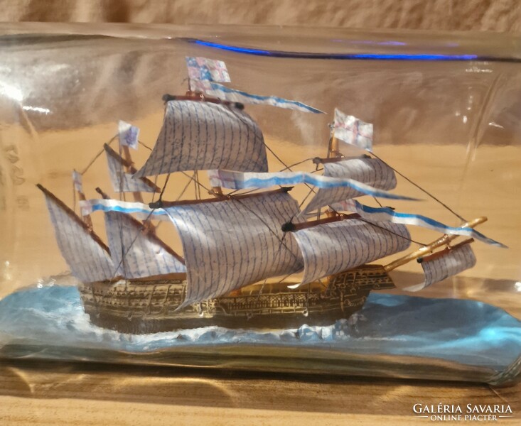 Hand-built glass ship model