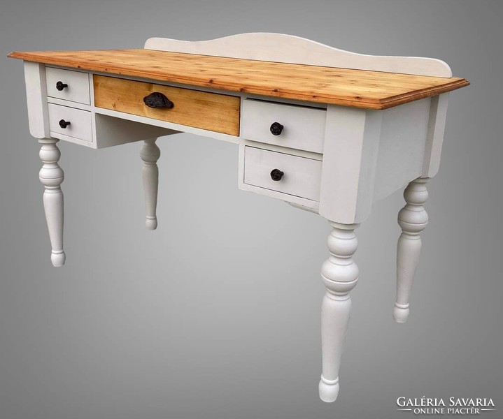 Rustic desk with superstructure, the superstructure must be hung on the wall, with cast iron handles