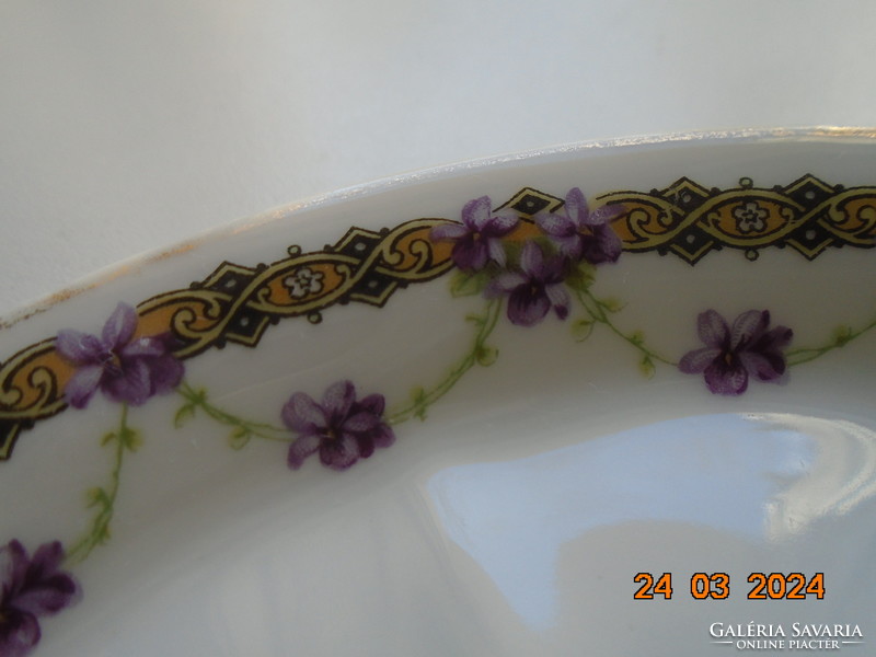 Gebruder, art nouveau tea cup with violet garland and saucer