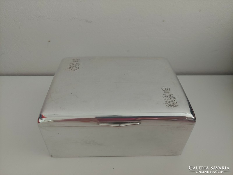 Silver box with wooden inlay