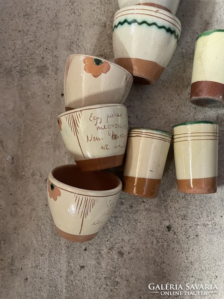 Ceramic karcagi glasses half brandy written mixed nostalgia heirloom grandmother