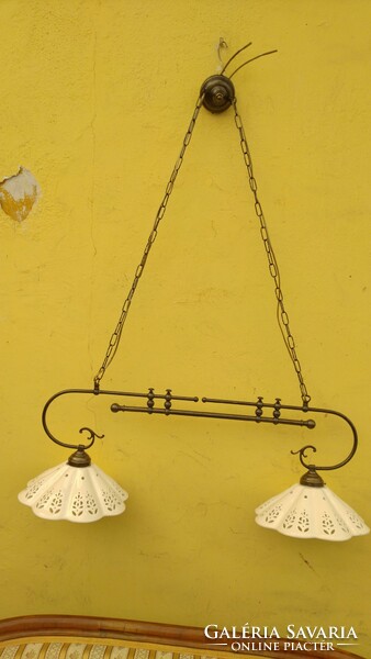 Adjustable ceiling lamp with openwork porcelain covers