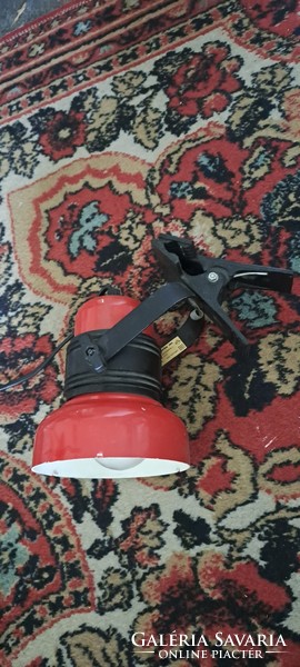 Old, red, clip lamp