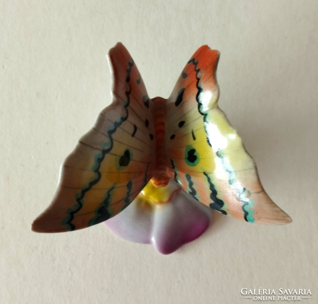Régi szép Kőbányai Drasche kézzel festett,szignós porcelán pillangó