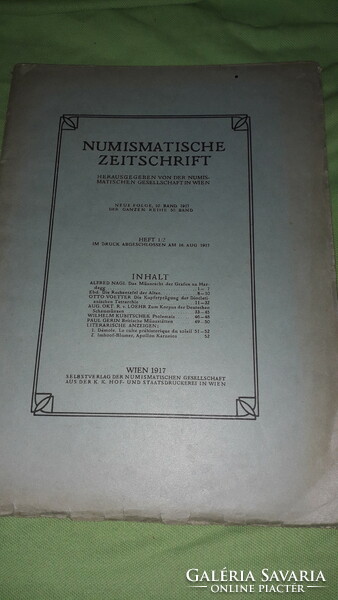 1917.augusztus 16. 1 - 2 dupla szám -  Numizmatikai folyóirat újság a képek szerint Bécs -WIEN