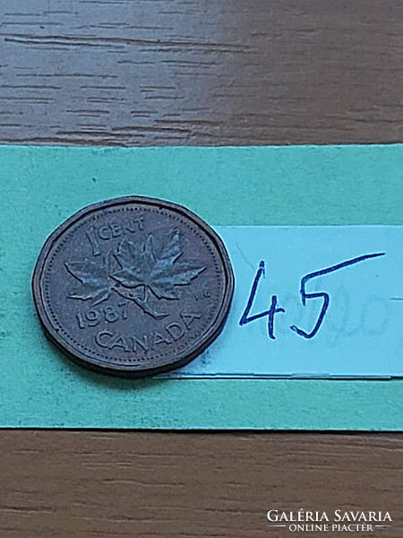 Canada 1 cent 1987 ii. Queen Elizabeth, bronze 45