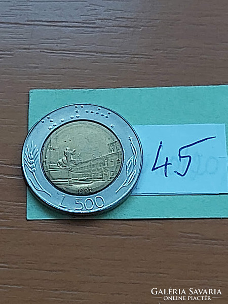 Italy 500 lira 1991 r, bimetal, Quirinale Palace Rome 45
