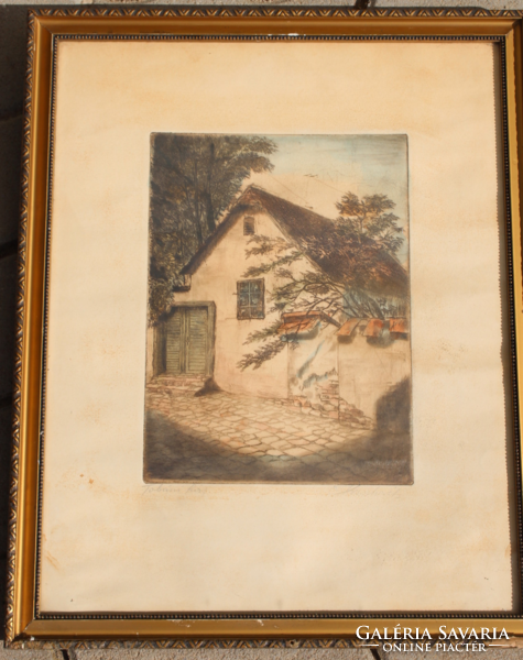 Paulovits Pál colored etching - 