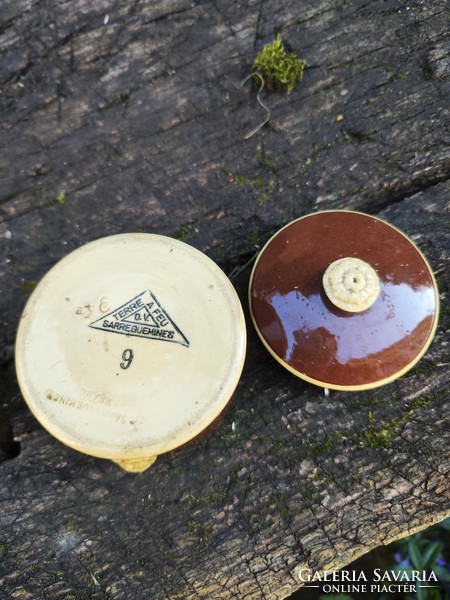 Sarreguemines terre de feu pâté/foie gras earthenware container with lid