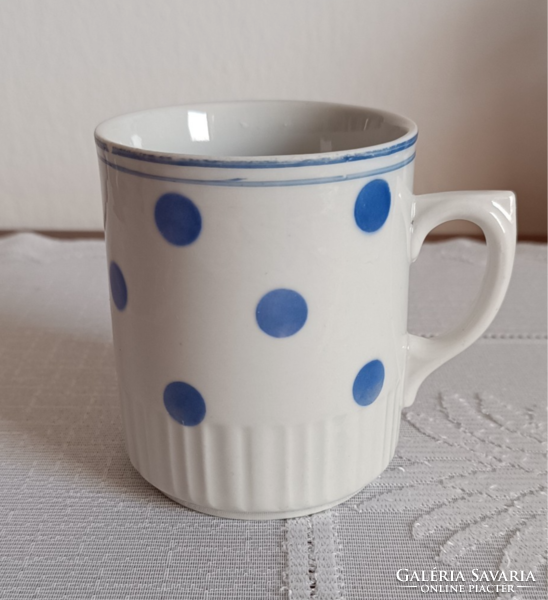 Mug, blue polka dots, with old Zsolnay mark