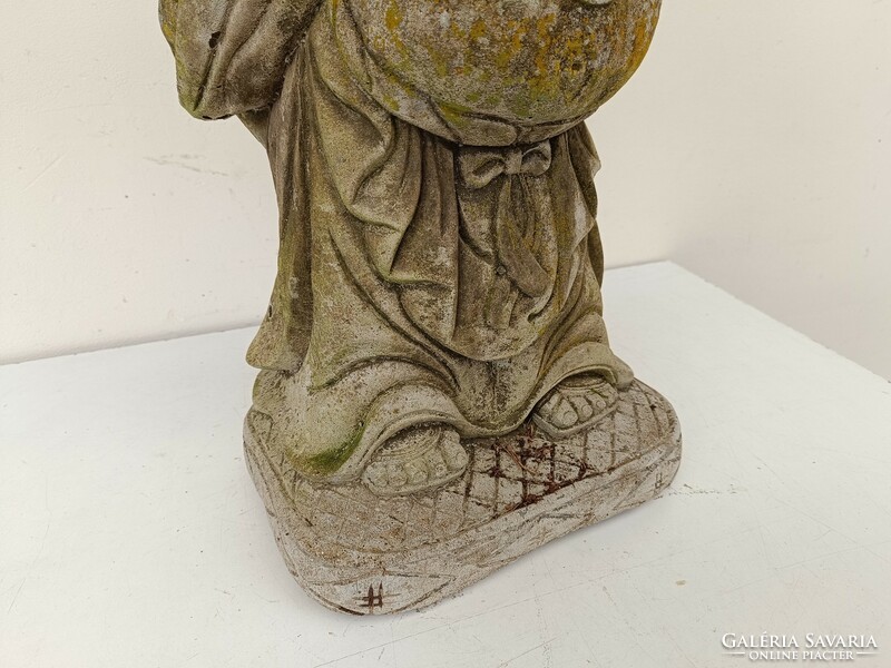 Antique very heavy Buddha garden stone statue with mossy patina surface Buddhist 719 8514
